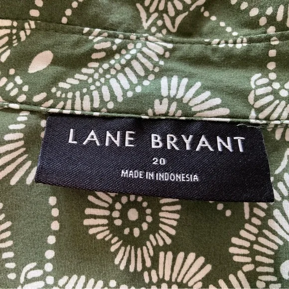 Lane Bryant Size 20 Green Medallion Print Tiered Maxi Shirt Dress - Picture 5 of 5